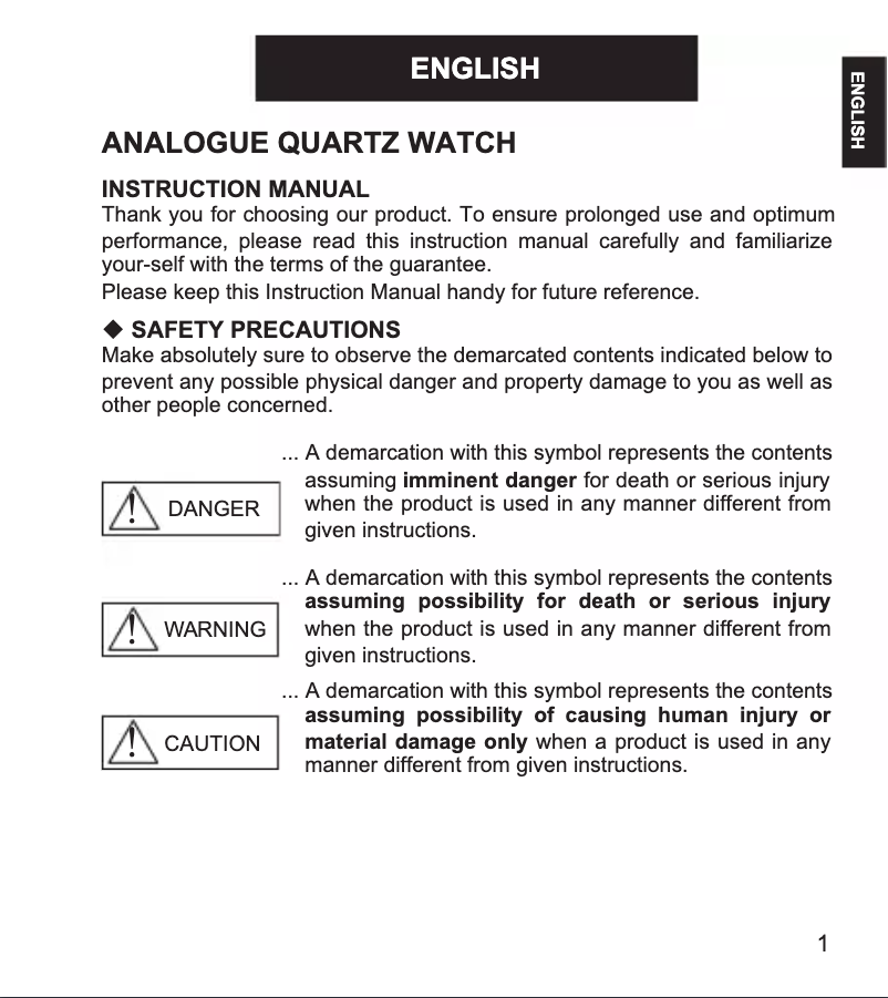 Page 1 de la notice Manuel utilisateur ORIENT Contemporary UBTY006W