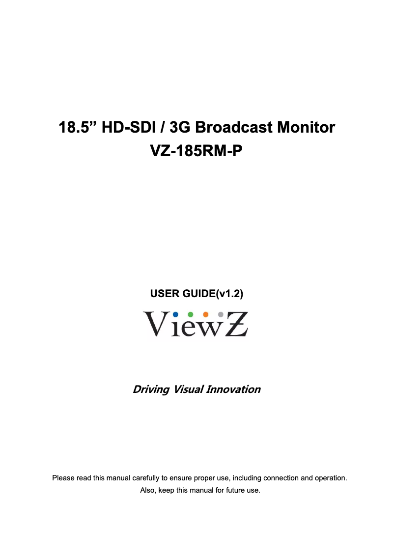 Page n°1 - Manuel utilisateur ViewZ Broadcast VZ-185RM-P
