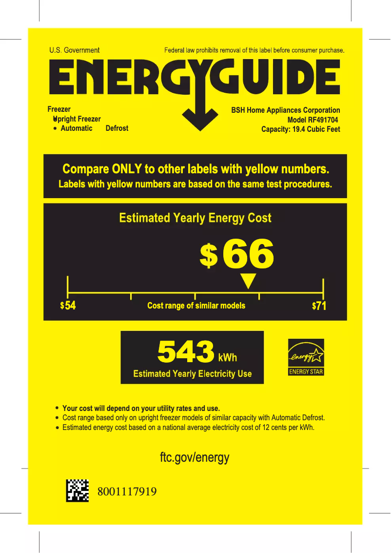 Page 1 de la notice Label énergétique Gaggenau RF491704