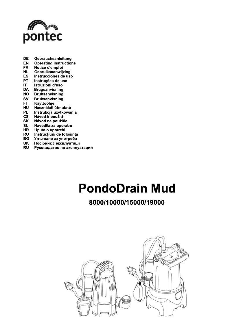 Page n°1 - Manuel utilisateur Pontec PondoDrain Mud 8000