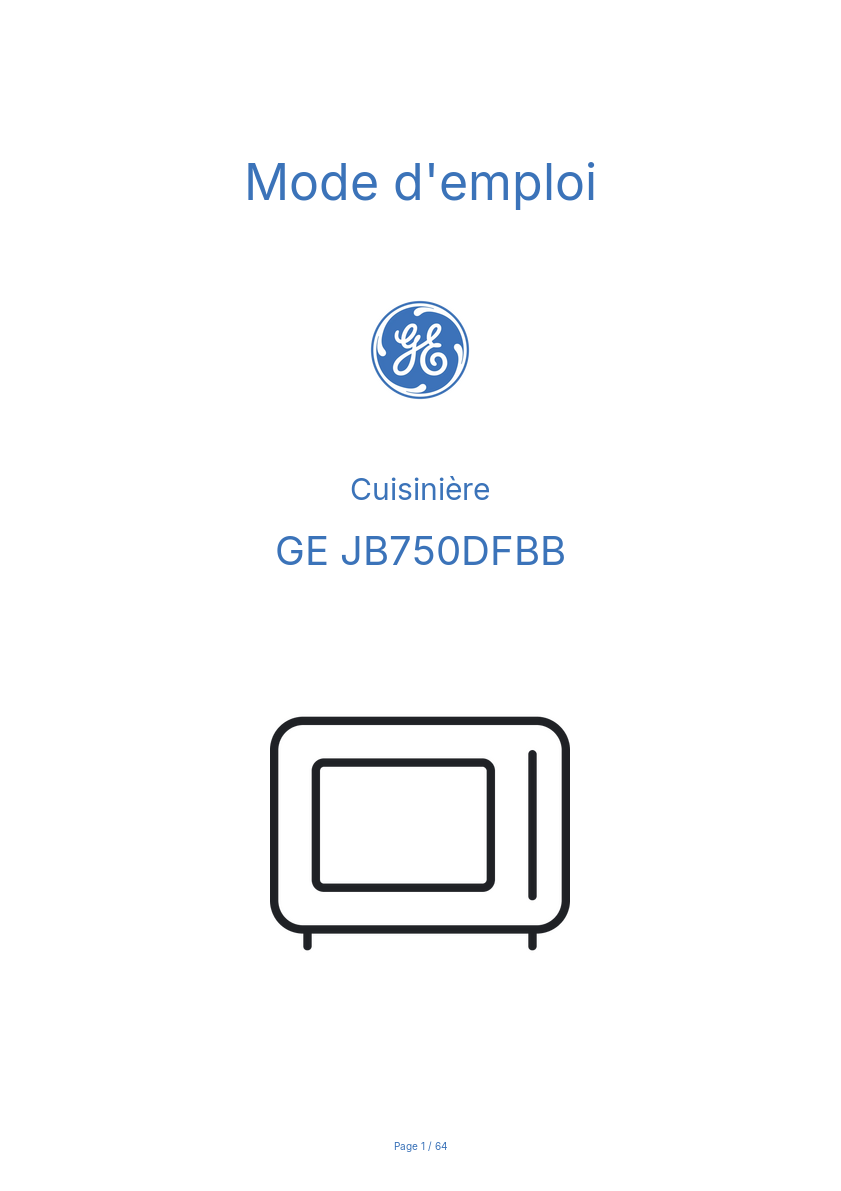 Image de la première page du manuel de l'appareil JB750DFBB