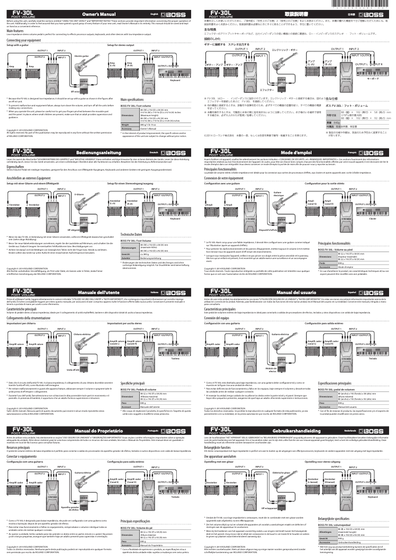Page 1 de la notice Manuel utilisateur Boss FV-30L
