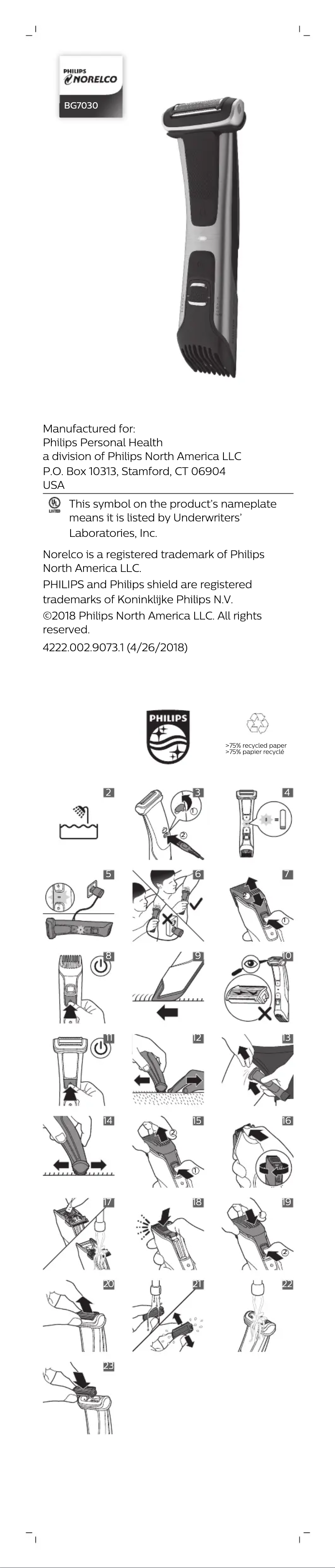 Page 1 de la notice Manuel utilisateur Philips BG7030