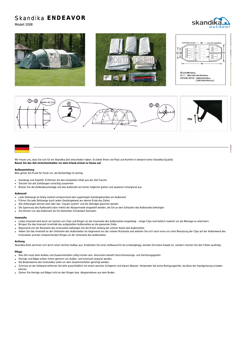 Page 1 de la notice Manuel utilisateur Skandika Endeavor