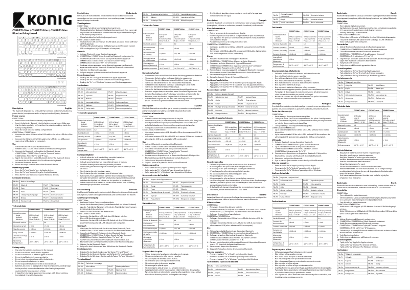 Page 1 de la notice Manuel utilisateur Konig CSKBBT100BE