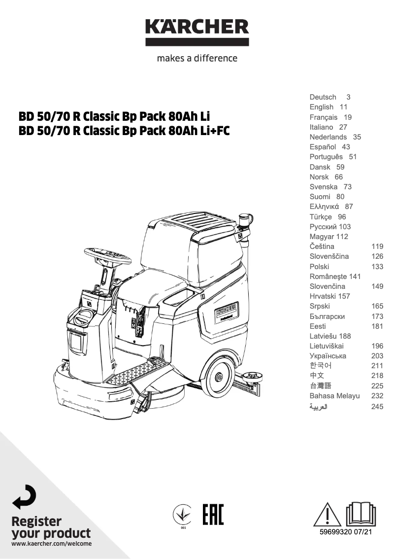 Image de la première page du manuel de l'appareil BD 50/70 R Classic