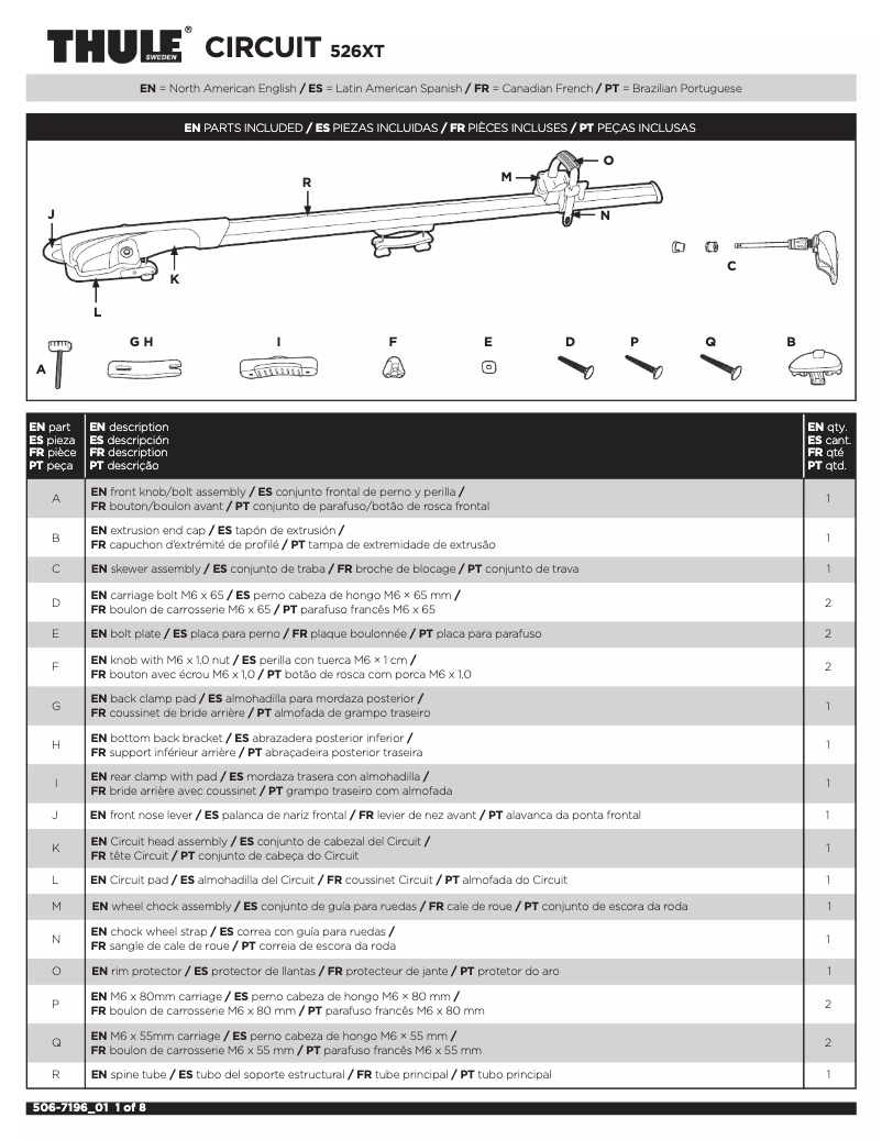 Page 1 de la notice Manuel utilisateur Thule Circuit 526XT