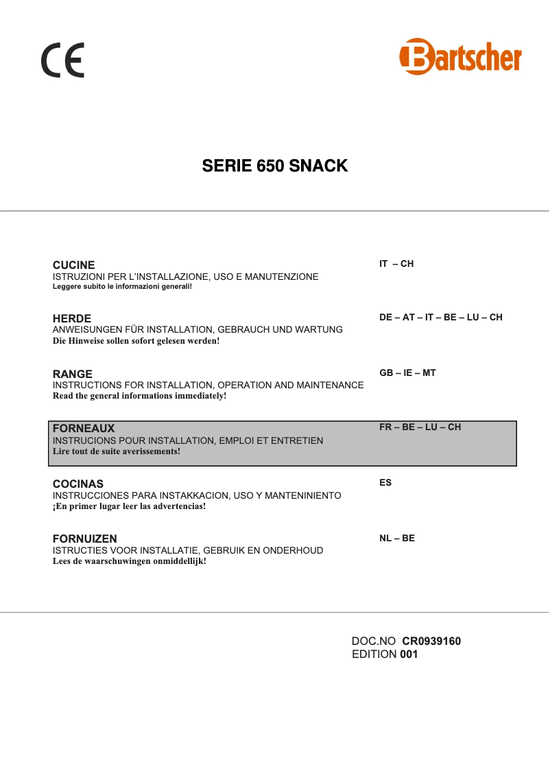 Image de la première page du manuel de l'appareil Serie 650 Snack