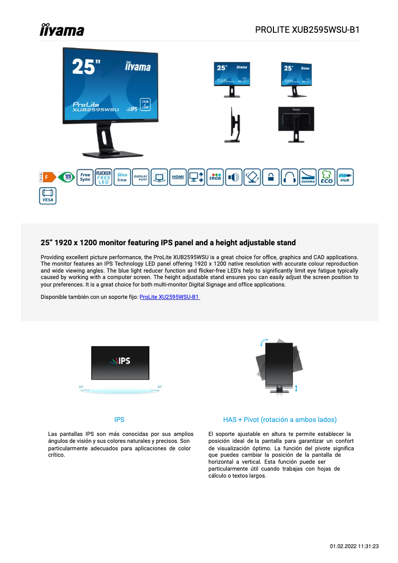 Image de la première page du manuel de l'appareil ProLite XUB2595WSU