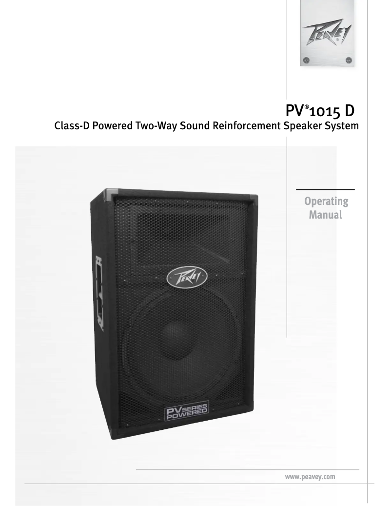 Page 1 de la notice Manuel utilisateur Peavey PV 1015D