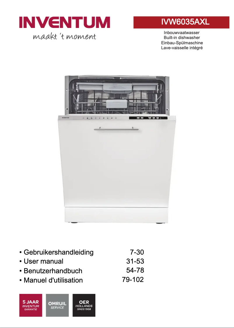 Página 1 del manual Manual de usuario Inventum IVW6035AXL