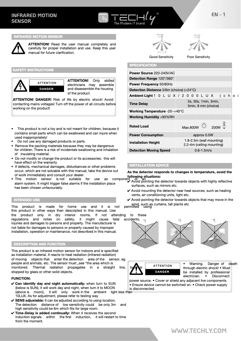 Page 1 de la notice Manuel utilisateur Techly I-LIGHT-SNR10TY