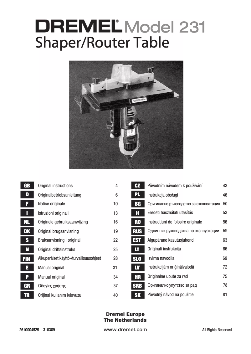 Page n°1 - Manuel utilisateur Dremel 2615 0231 32