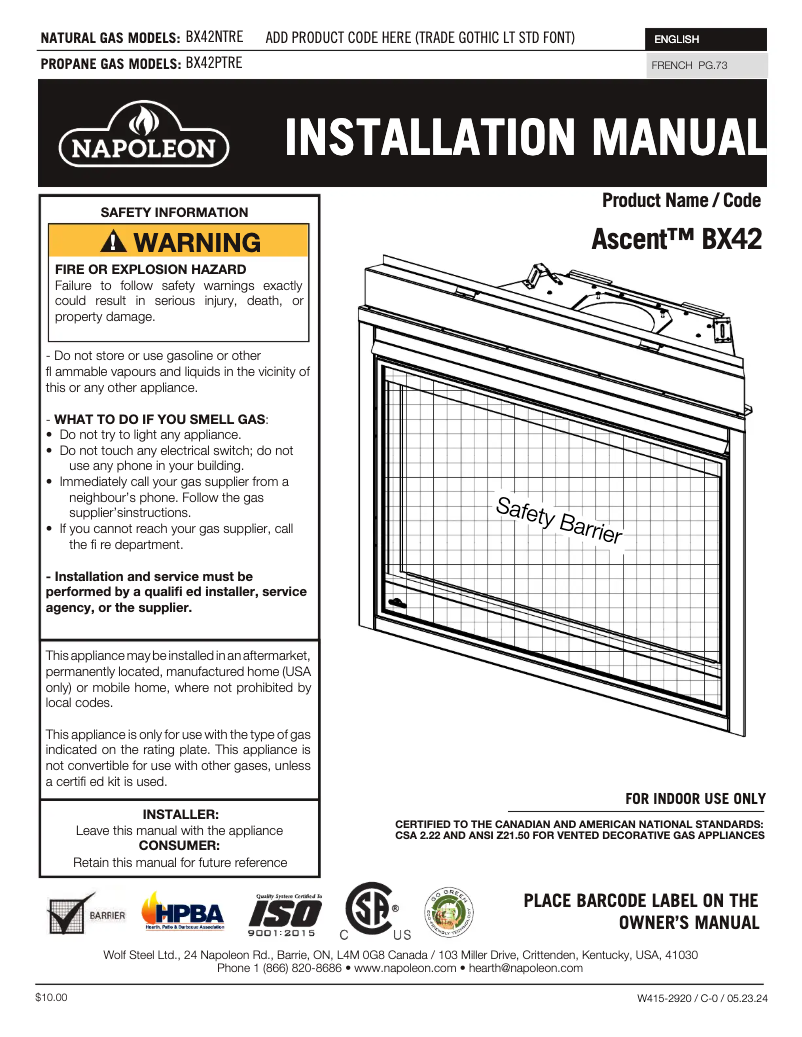 Image de la première page du manuel de l'appareil Ascent BX 42