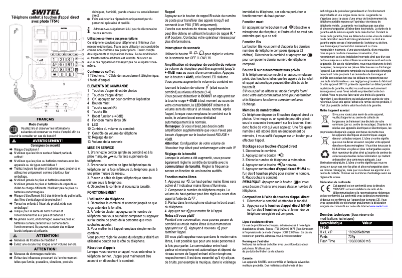 Imagen de la primera página del manual del dispositivo TF540
