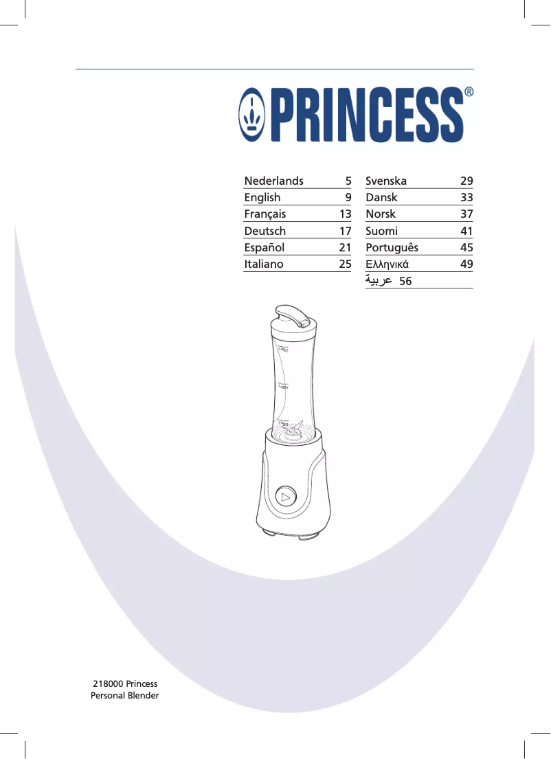 Page 1 de la notice Manuel utilisateur Princess Personal Blender