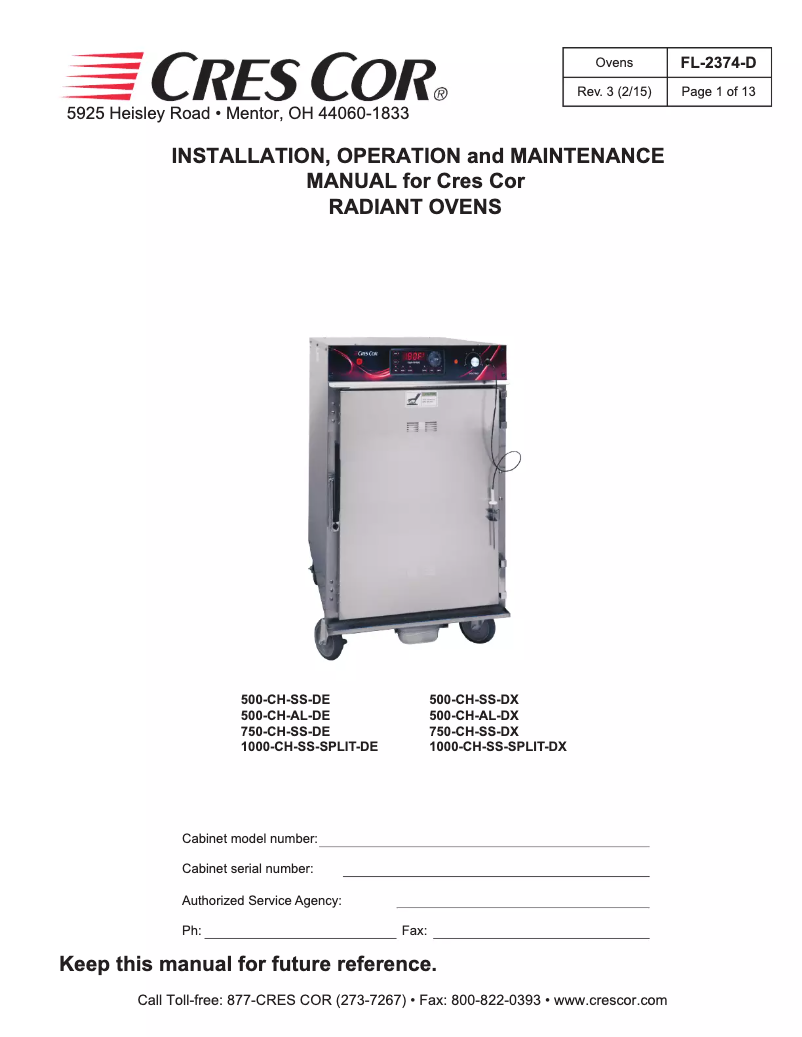 Page 1 de la notice Manuel utilisateur Cres Cor 500CHSSDE