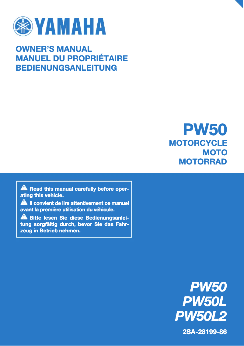 Image de la première page du manuel de l'appareil PW50 (2020)