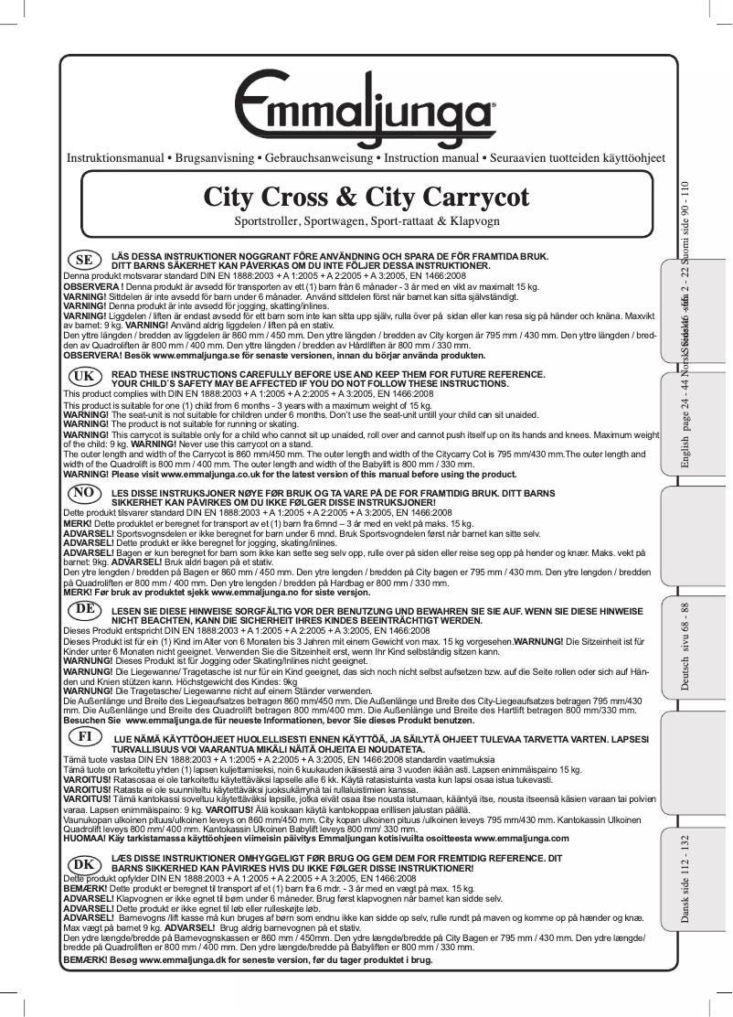 Page n°1 - Manuel utilisateur Emmaljunga City Cross