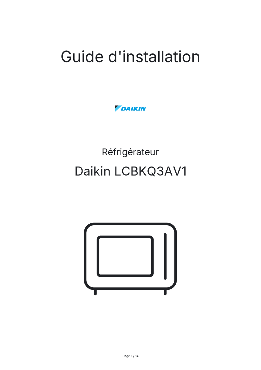 Image de la première page du manuel de l'appareil LCBKQ3AV1