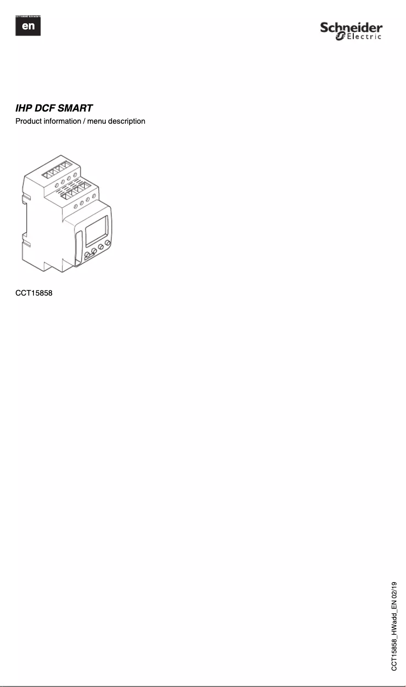 Page 1 de la notice Manuel utilisateur Schneider CCT15858