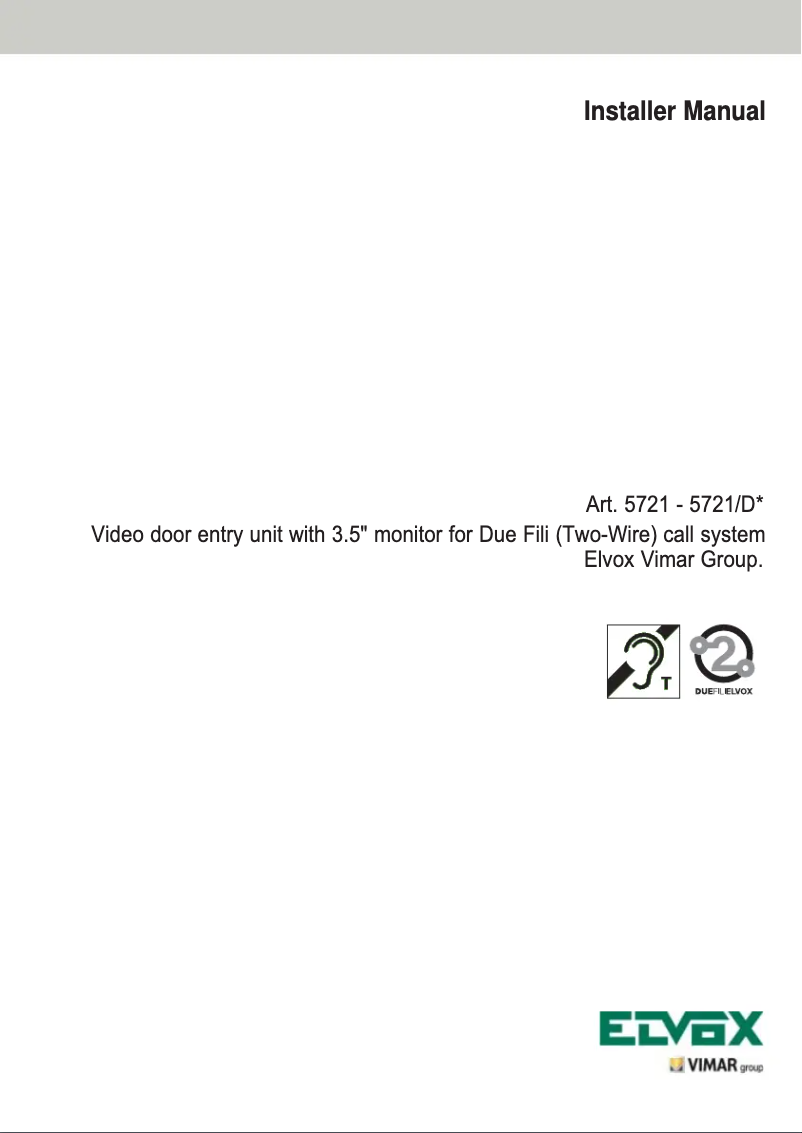 Page 1 de la notice Manuel utilisateur Vimar ELVOX 5721