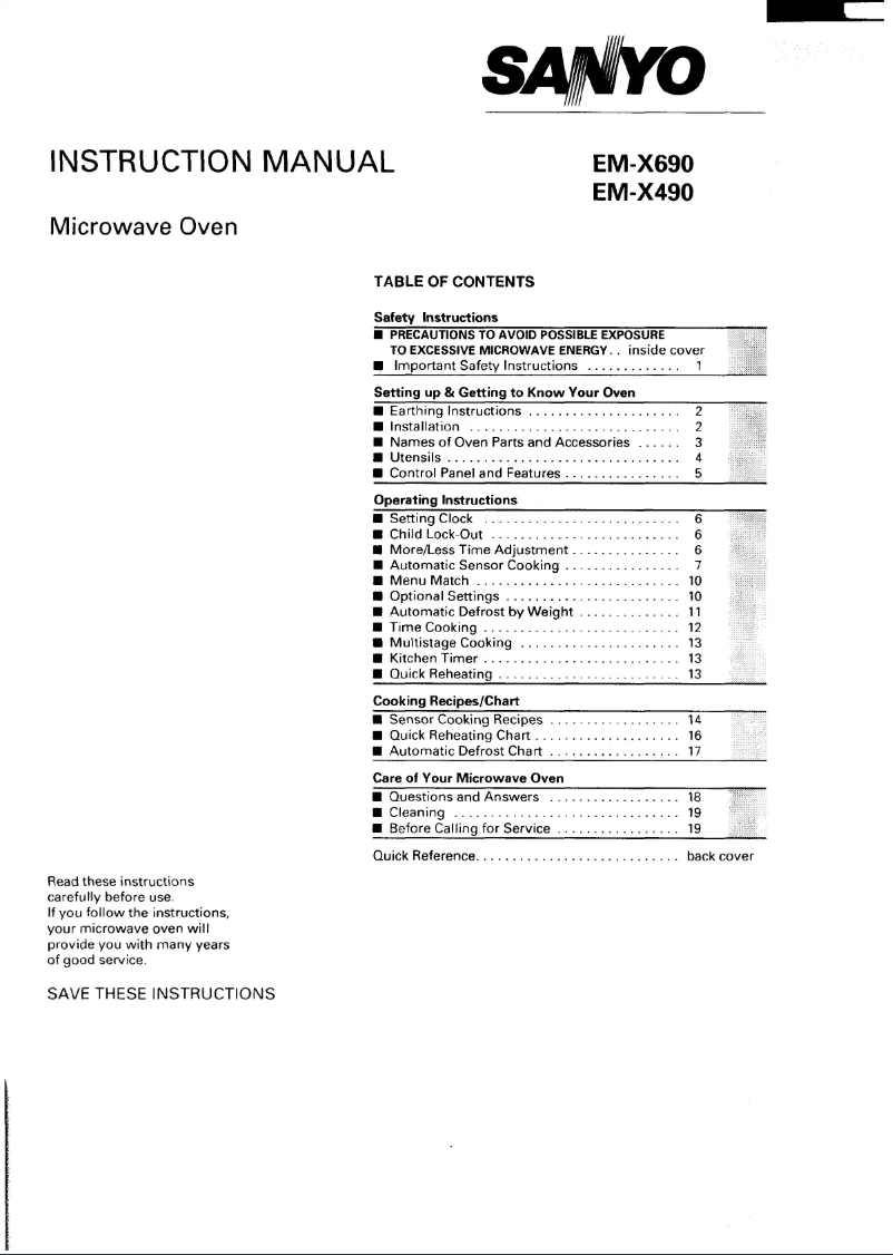 Page n°1 - Manuel utilisateur Sanyo EM-X690