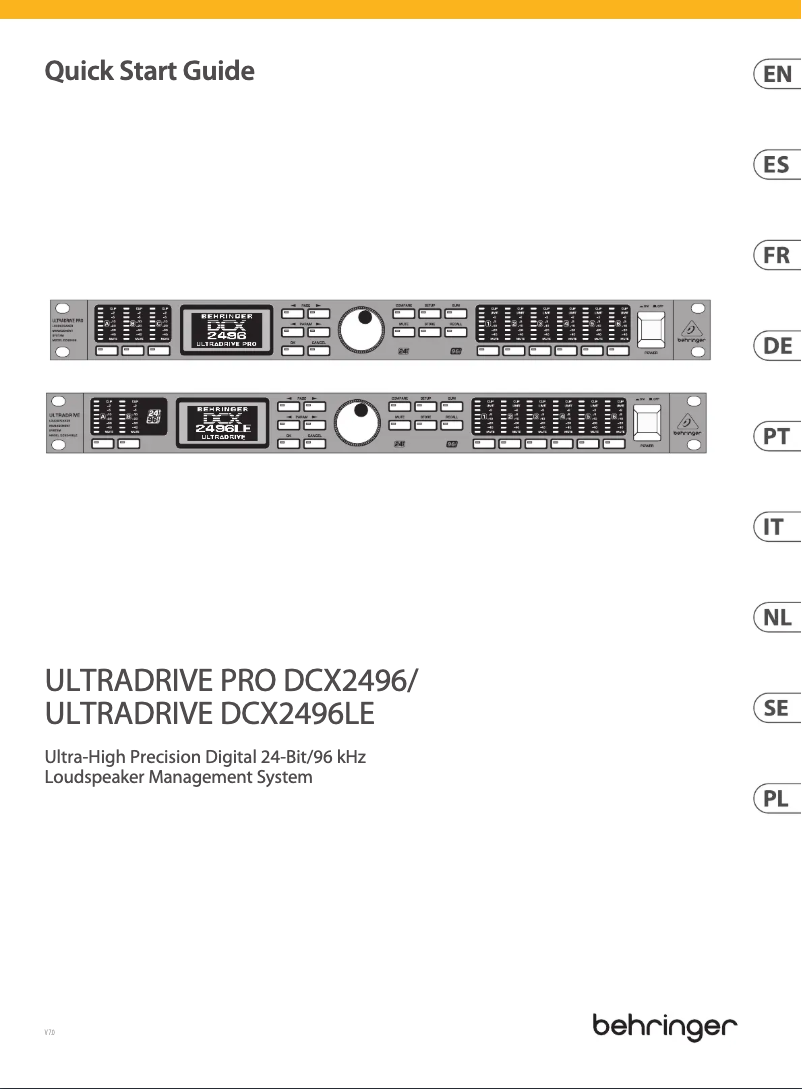 Page 1 de la notice Guide de démarrage rapide Behringer Ultradrive DCX2496LE
