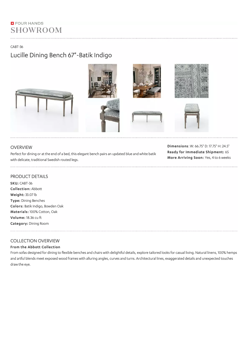 Page 1 de la notice Manuel utilisateur Four Hands CABT-36