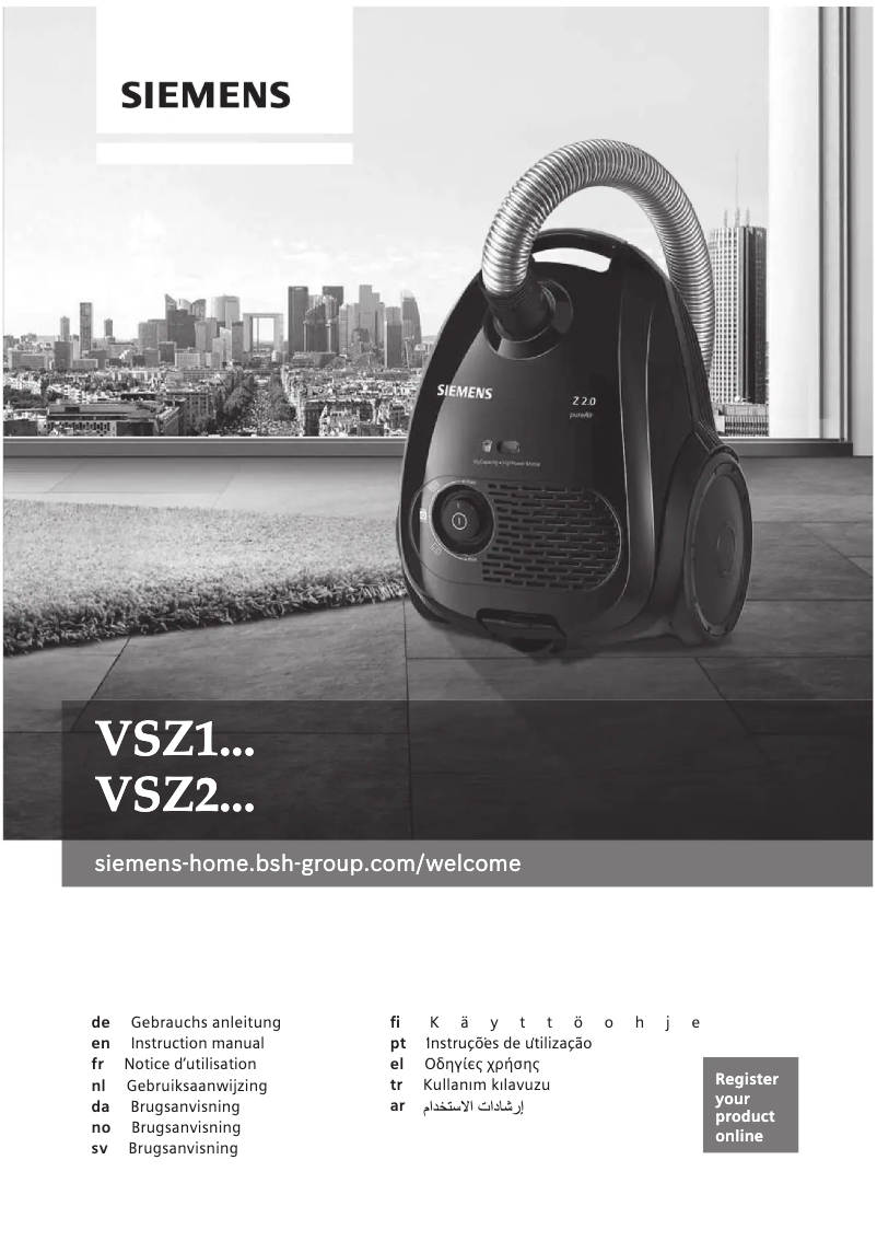 Page 1 de la notice Manuel d'utilisation et d'entretien Siemens VSZ2V210