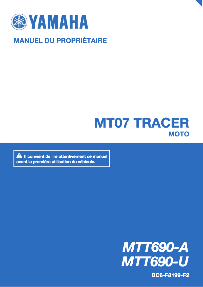 Page n°1 - Manuel utilisateur Yamaha Tracer 700 (2017)