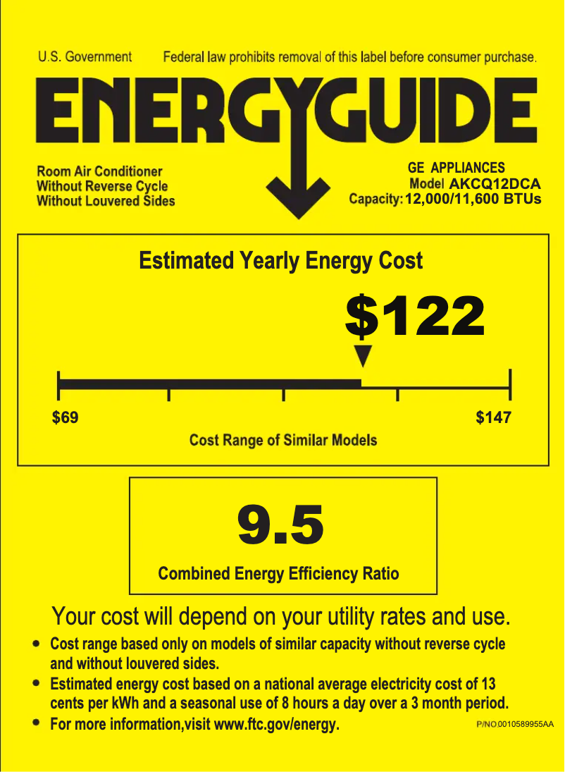 Page n°1 - Label énergétique GE AKCQ12DCA