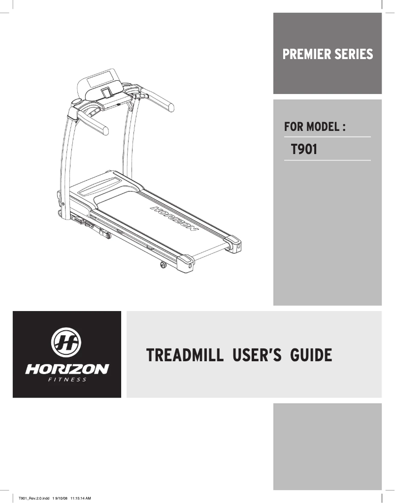 Página 1 del manual Manual de usuario Horizon Fitness Premier T901