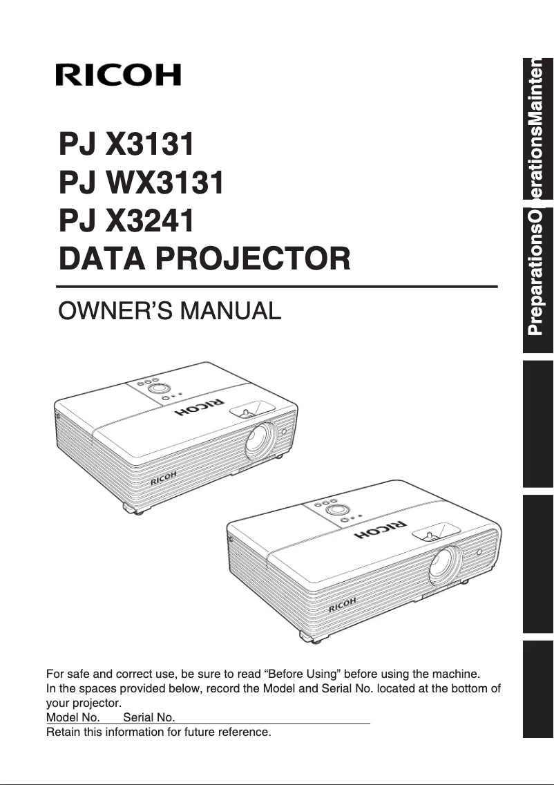 Page n°1 - Manuel utilisateur Ricoh PJ WX3131