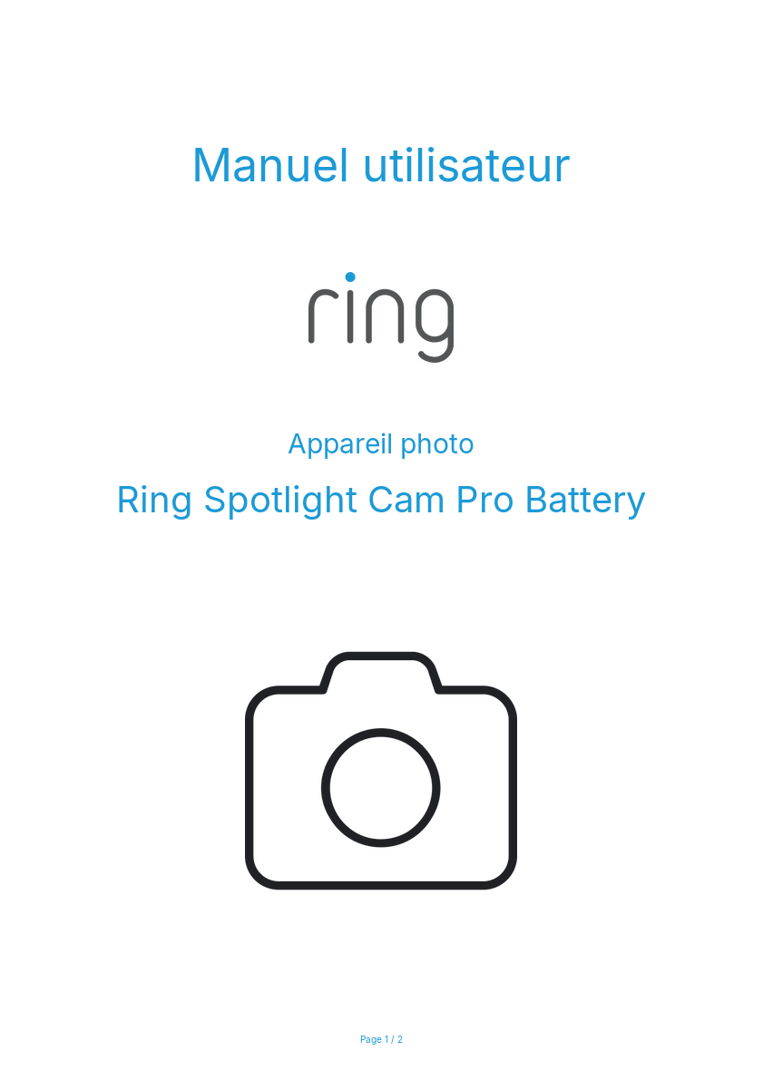 Image de la première page du manuel de l'appareil Spotlight Cam Pro Battery