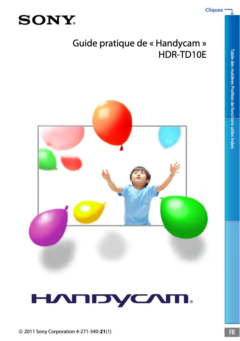 Page 1 de la notice Manuel utilisateur Sony HDR-TD10E