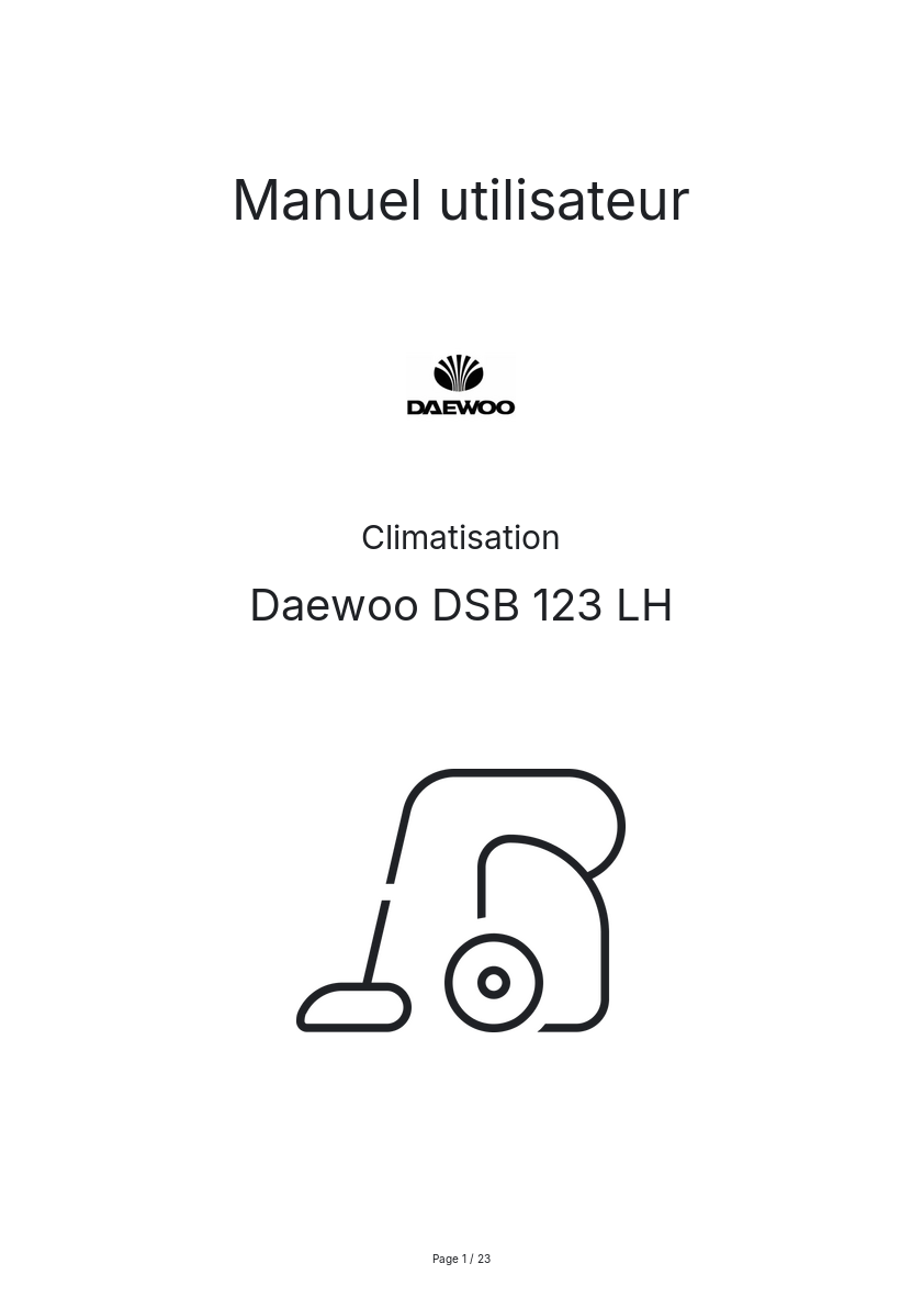 Page n°1 - Manuel utilisateur Daewoo DSB 123 LH