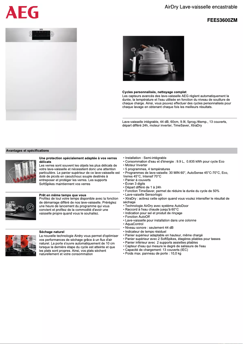 Página 1 del manual Ficha técnica AEG FEE53600ZM