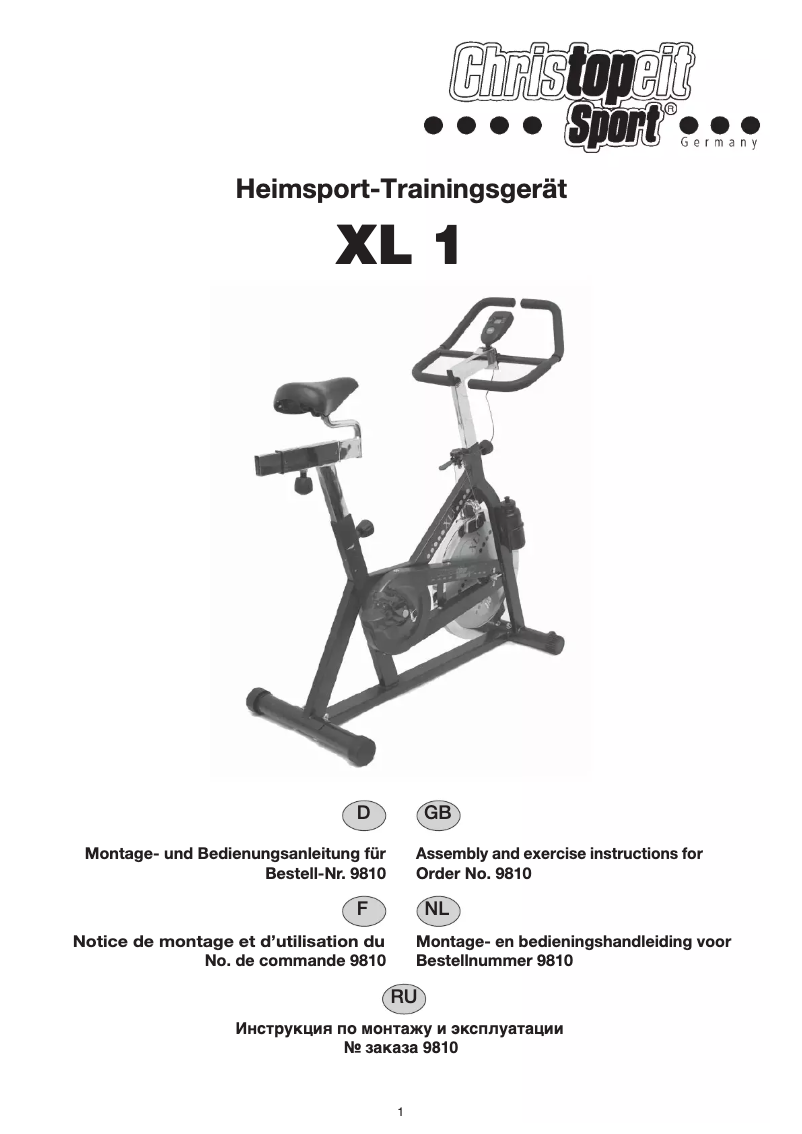 Page 1 de la notice Manuel utilisateur Christopeit XL 1