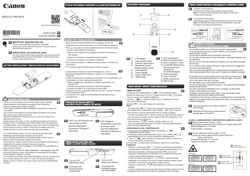 Page 1 de la notice Manuel utilisateur Canon Wireless Presenter PR-100-R