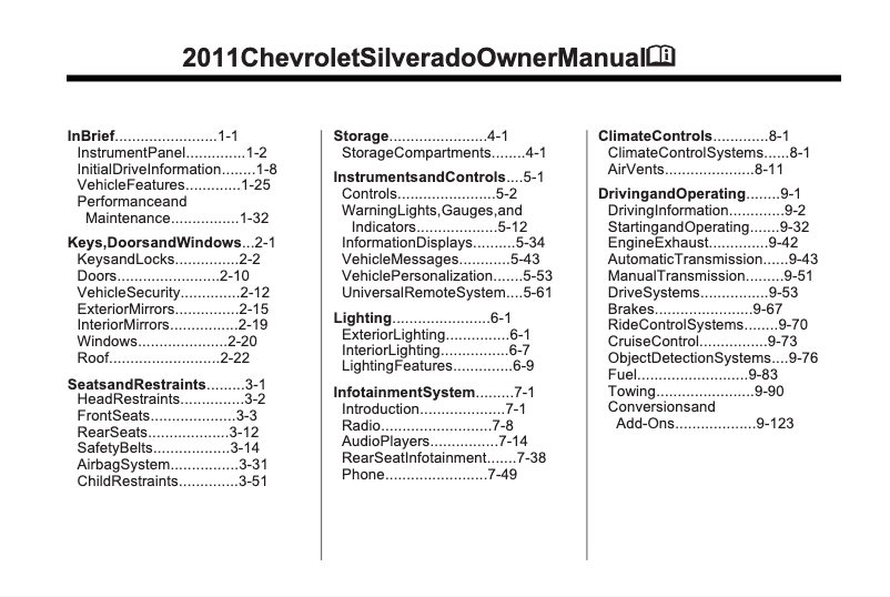 Page 1 de la notice Manuel utilisateur Chevrolet Silverado 3500 HD (2011)