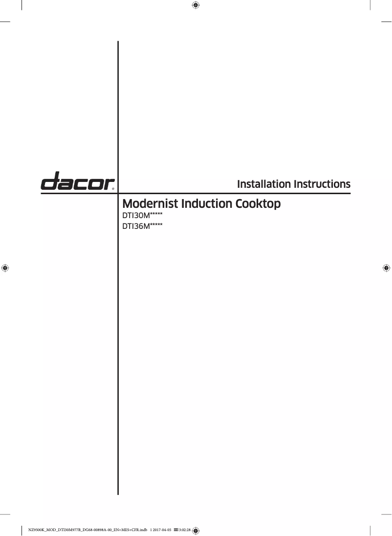 Page n°1 - Guide d'installation Dacor Modernist DTI36M977BB