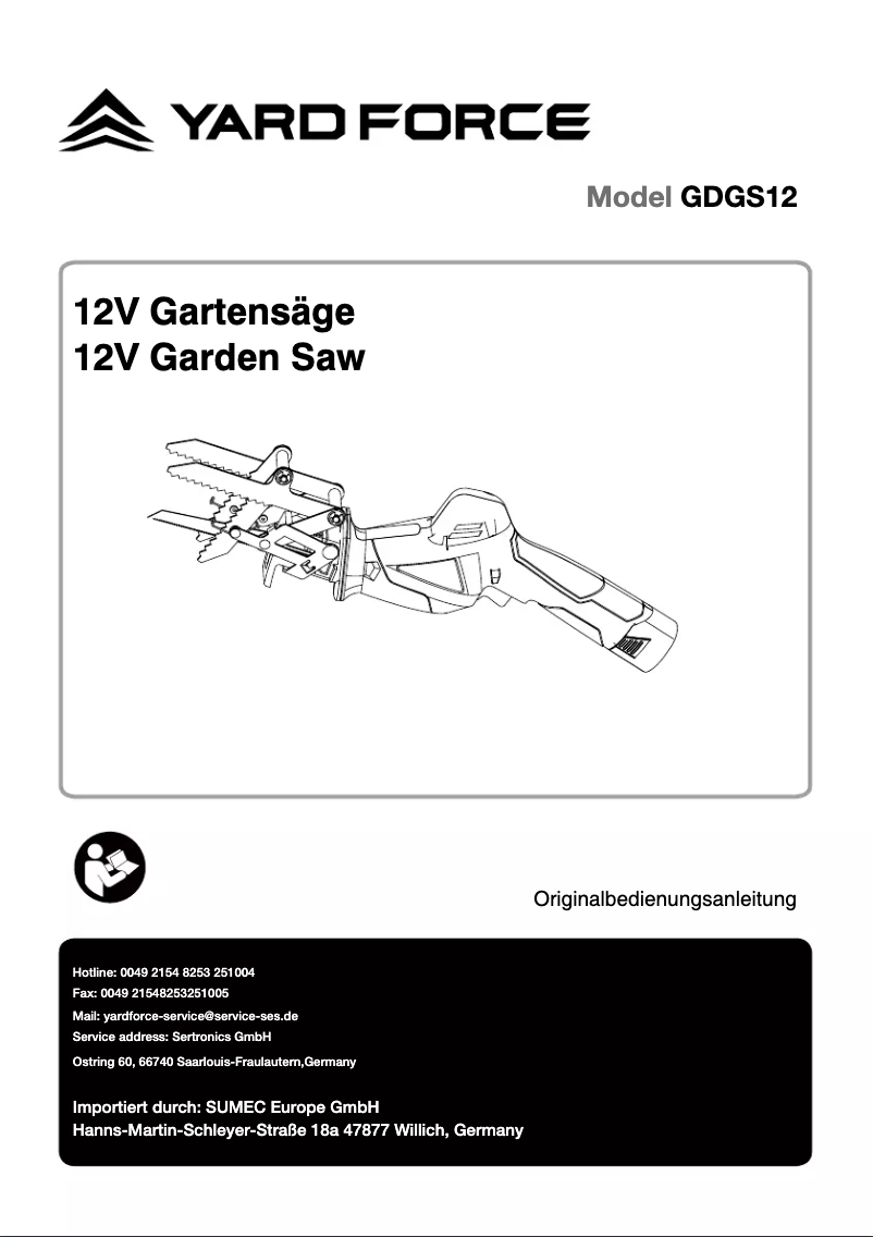Page n°1 - Manuel utilisateur Yard Force GDGS12