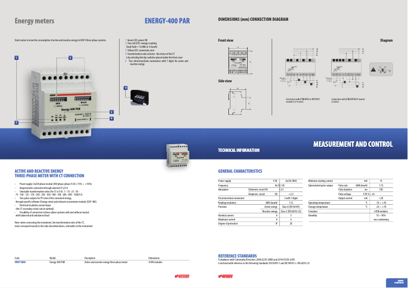 Página 1 del manual Ficha técnica Vemer Energy-400 PAR