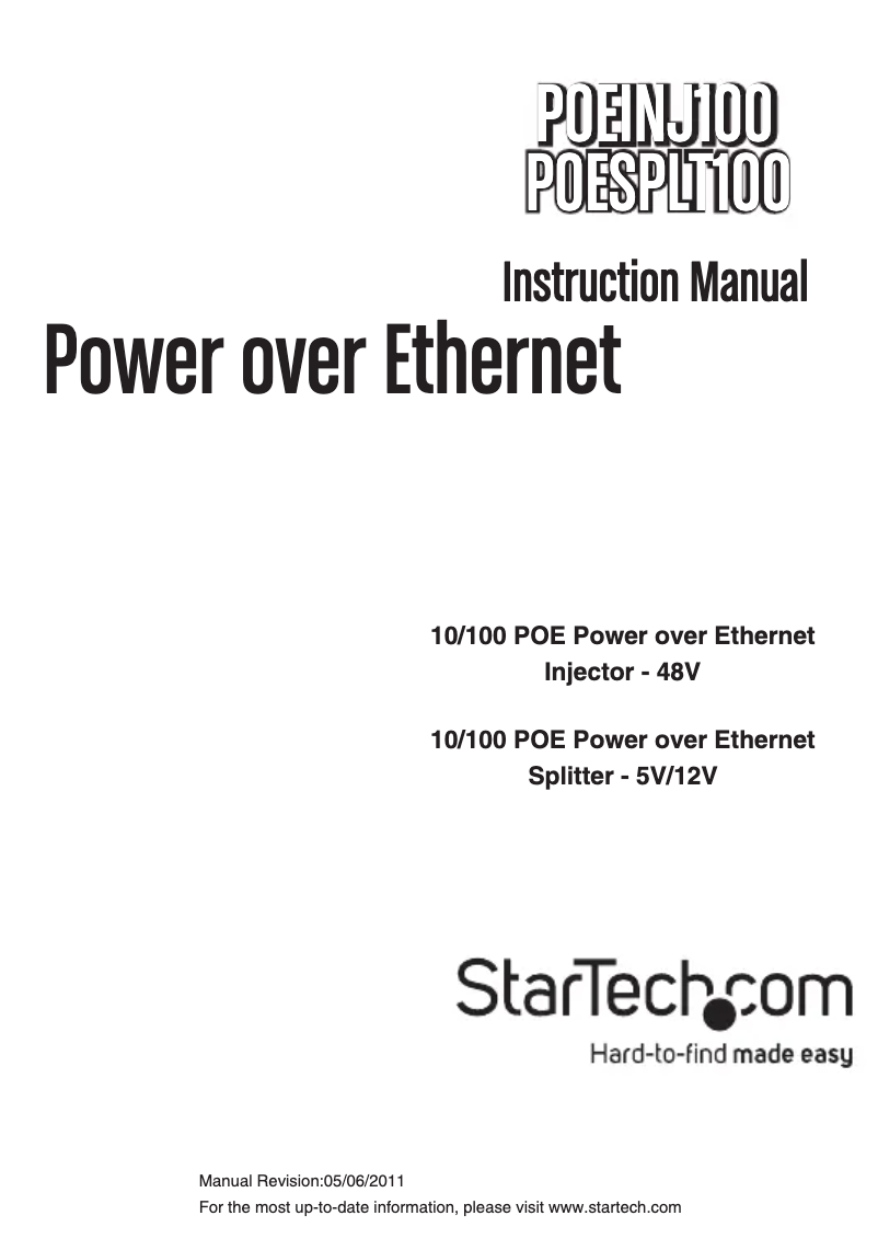 Page 1 de la notice Manuel utilisateur StarTech.com POEINJ100