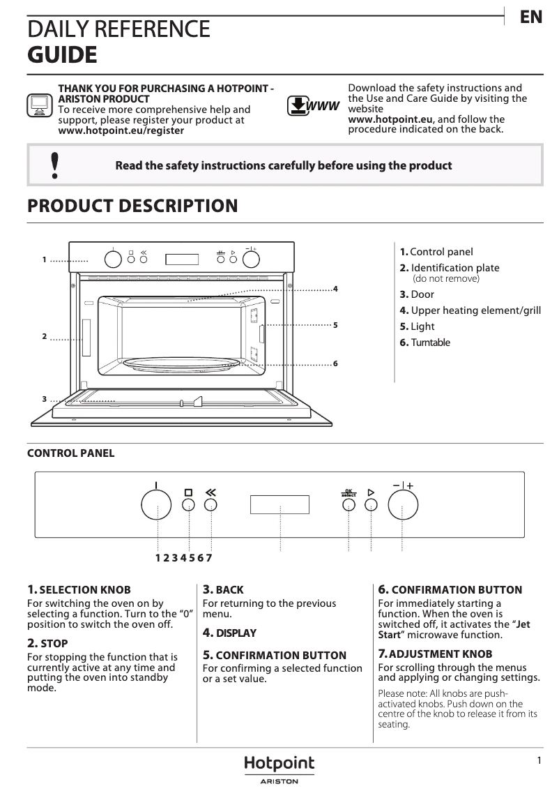 Page 1 de la notice Mode d'emploi Hotpoint MD 664 IX HA