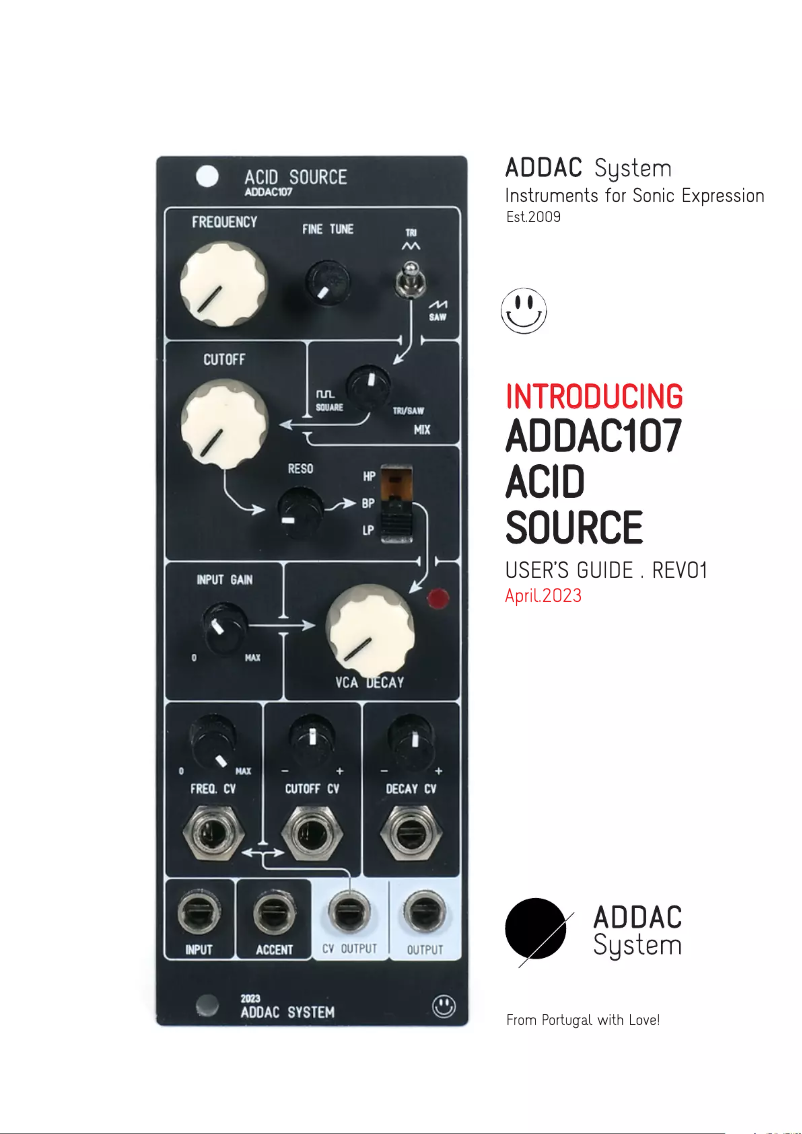 Page n°1 - Manuel utilisateur ADDAC System Acid Source ADDAC107