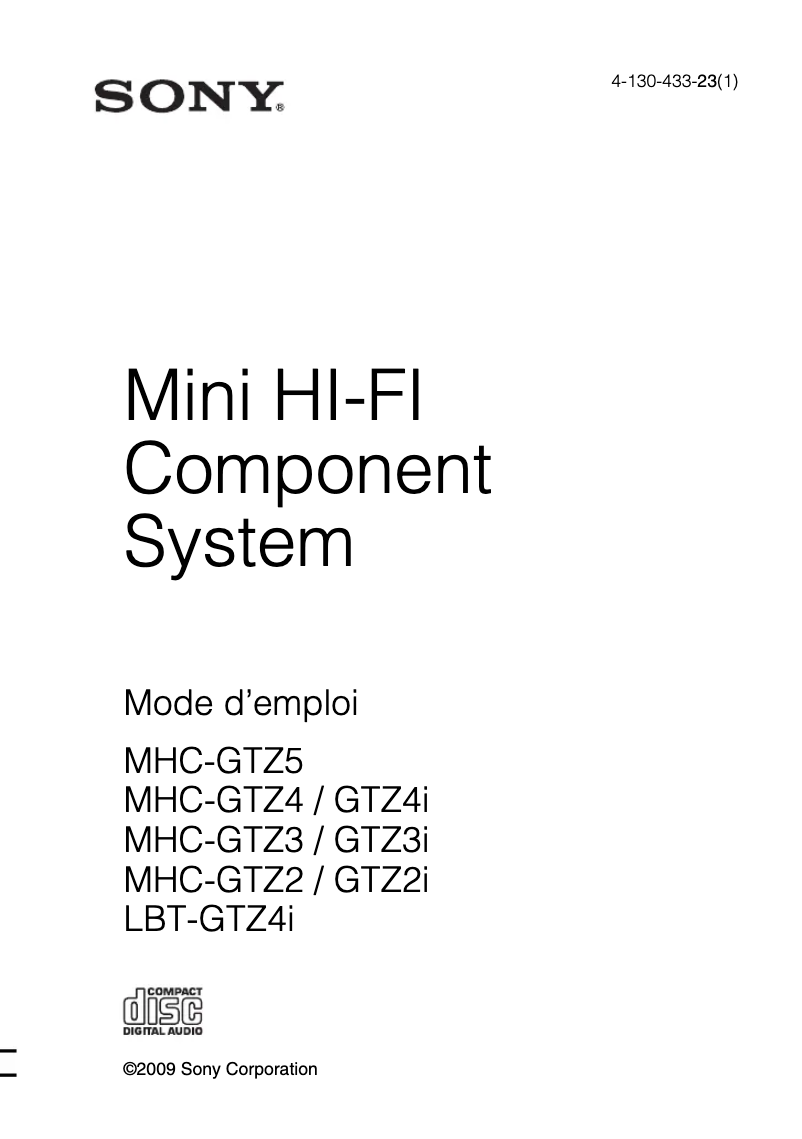 Image de la première page du manuel de l'appareil MHC-GTZ3i