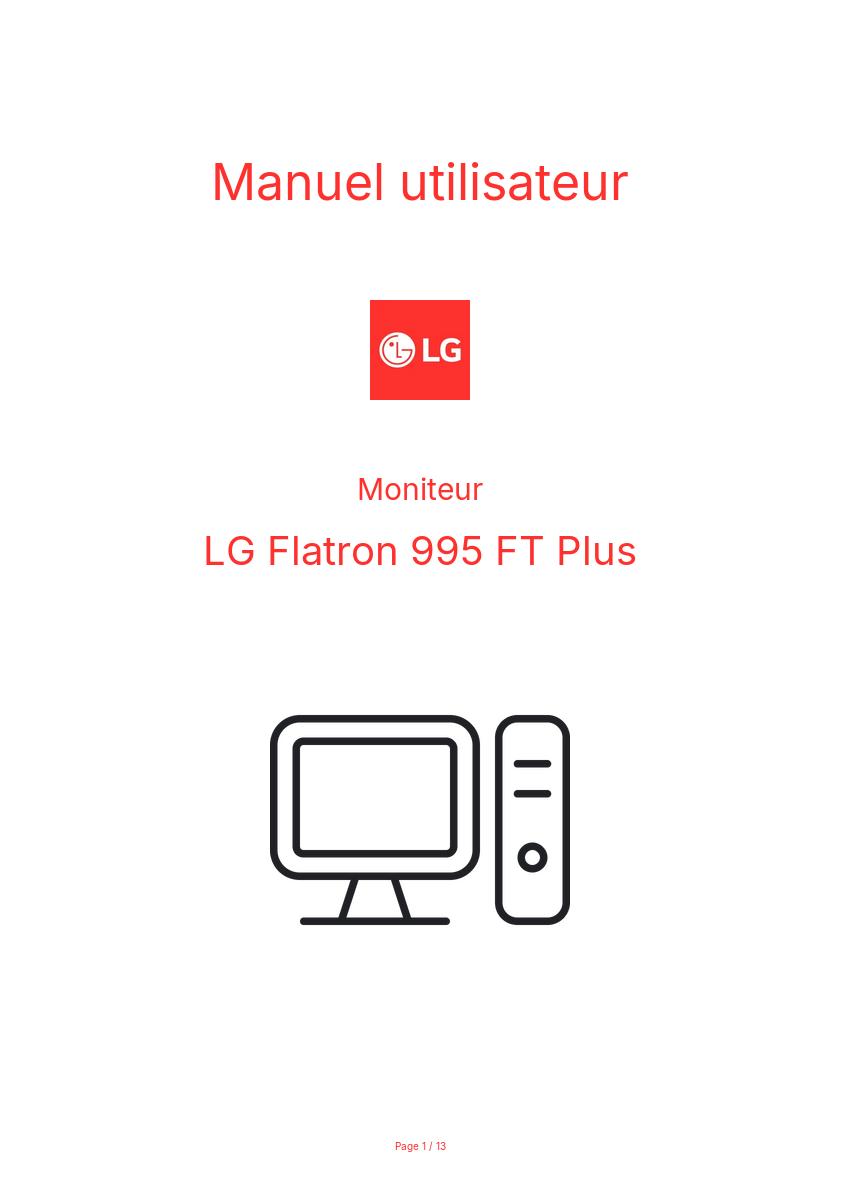 Page n°1 - Manuel utilisateur LG Flatron 995 FT Plus