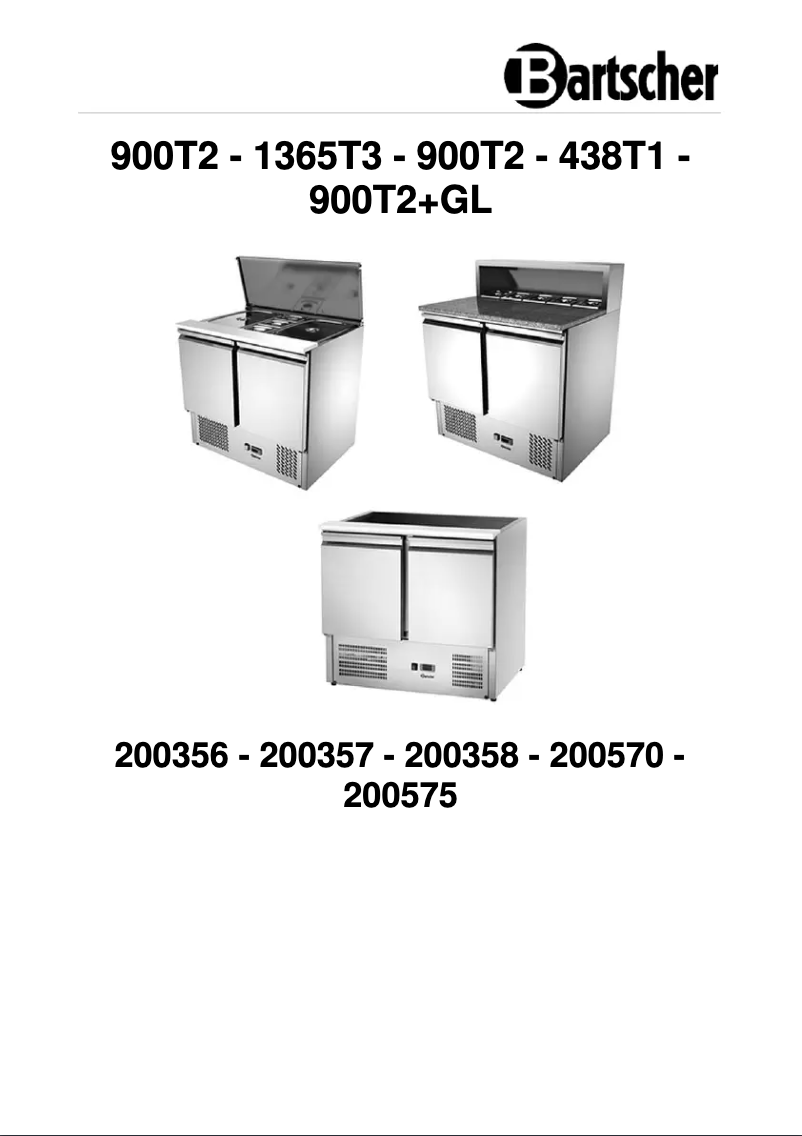 Page 1 de la notice Manuel utilisateur Bartscher 900T2 +GL